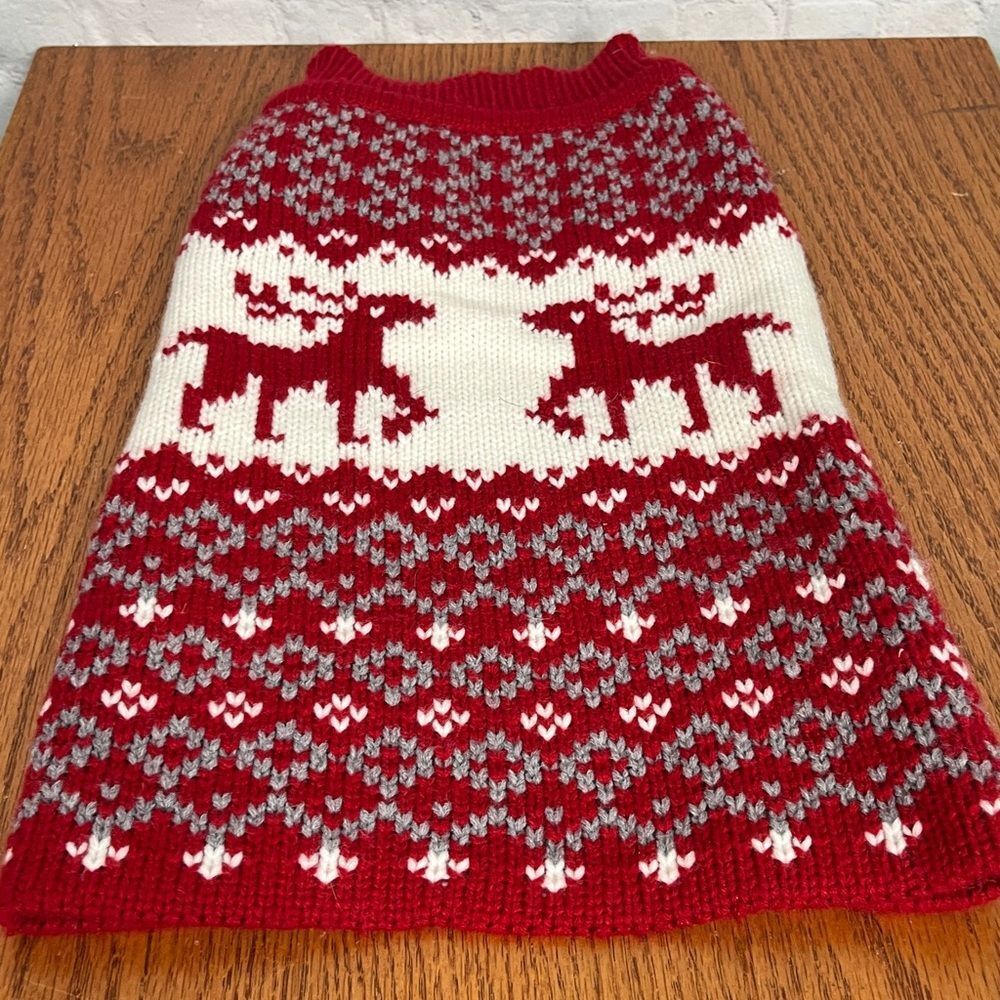 Telluride Clothing Company Knit Dog Sweater Fair Isle w/ Reindeer Medium